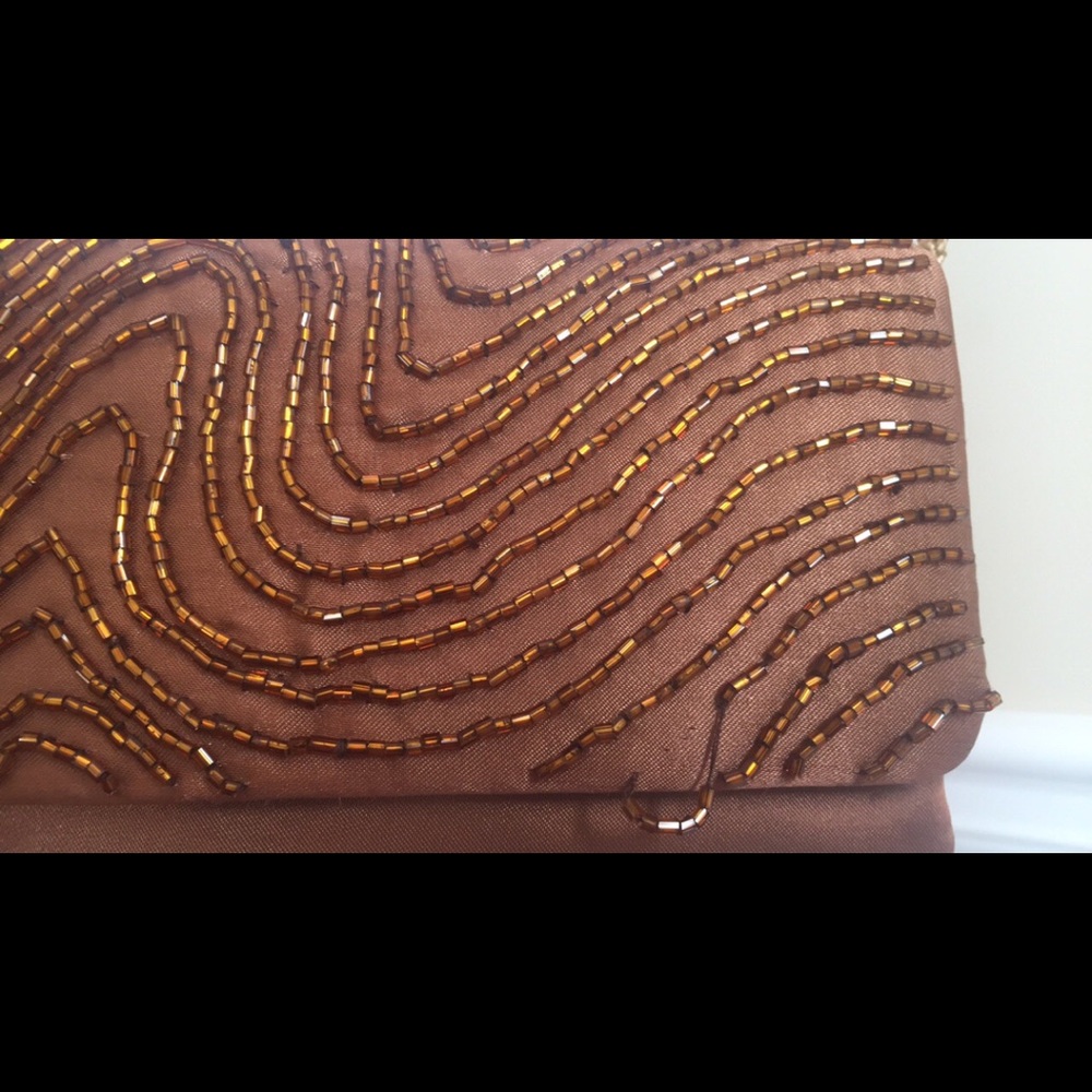BRONZE COPPER NWOT BEADED BAG - Picture 2 of 8